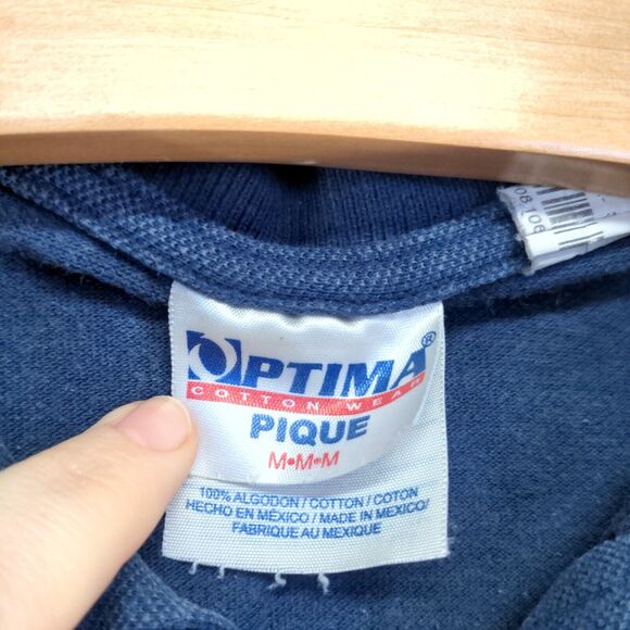 Optima Cotton Wear Men's Pique Colima Polo Shirt Blue Medium Short Sleeve - Picture 9 of 12